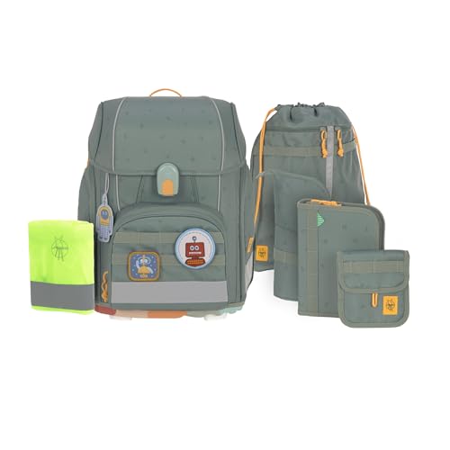 LÄSSIG 7-teiliges Schulranzen Set Kinder/School Set Boxy Unique Letters Green von LÄSSIG