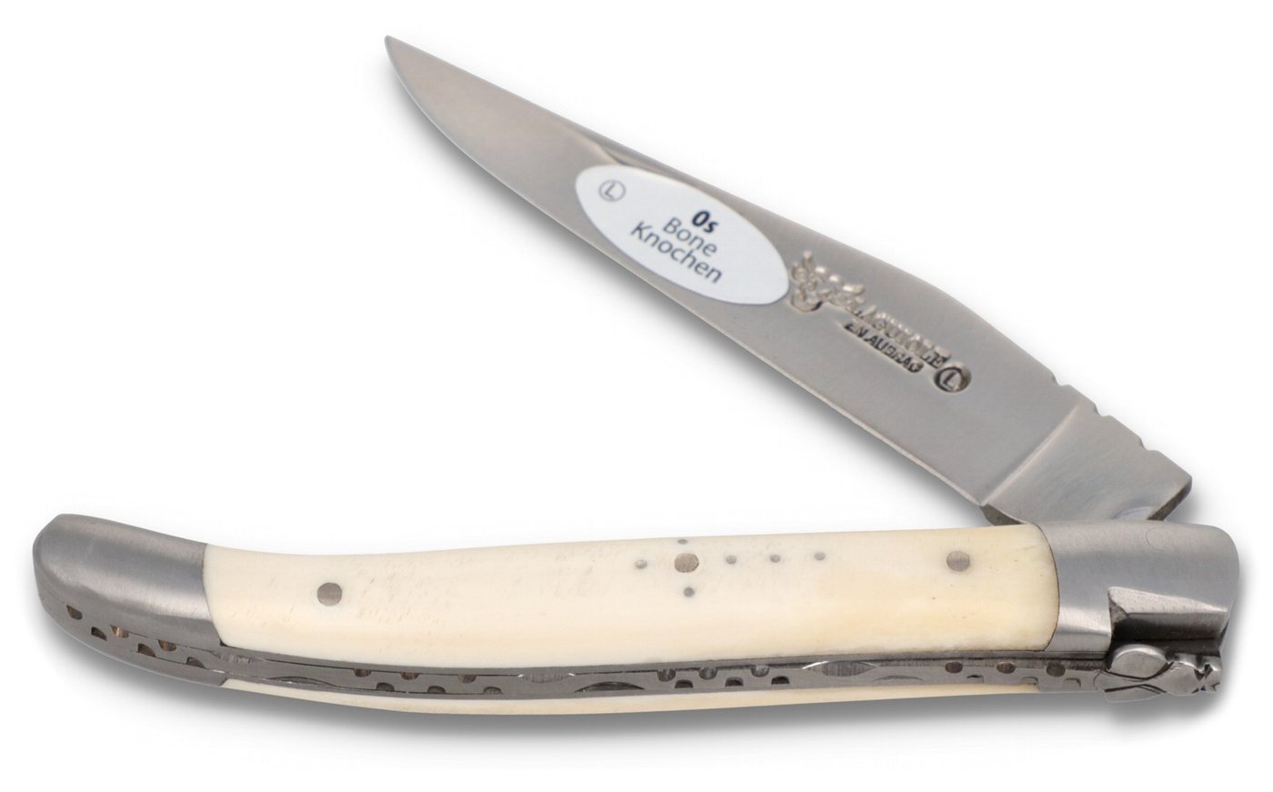 Laguiole en Aubrac Taschenmesser L0211OSIF, Griff 11cm Knochen - Feder verziert - Klinge Backen Stahl satiniert Laguiole en Aubrac Taschenmesser L0211OSIF, Griff 11cm Knochen - Feder verziert - Klinge Backen Stahl satiniert von Laguiole en Aubrac