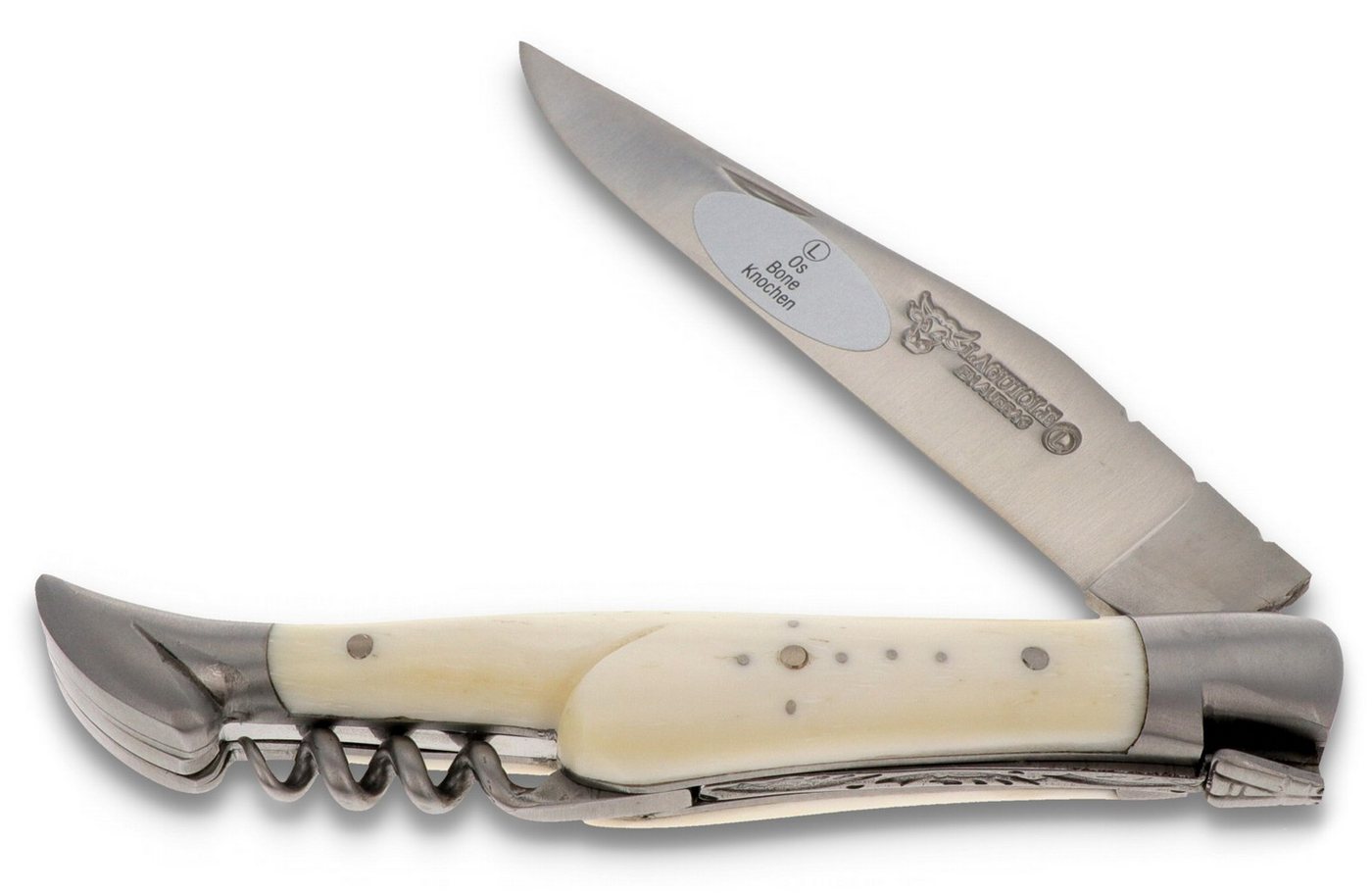 Laguiole en Aubrac Taschenmesser L0311OSIS, Griff 11cm Knochen - Korkenzieher - Feder verziert - Stahl satiniert Laguiole en Aubrac Taschenmesser L0311OSIS, Griff 11cm Knochen - Korkenzieher - Feder verziert - Stahl satiniert von Laguiole en Aubrac