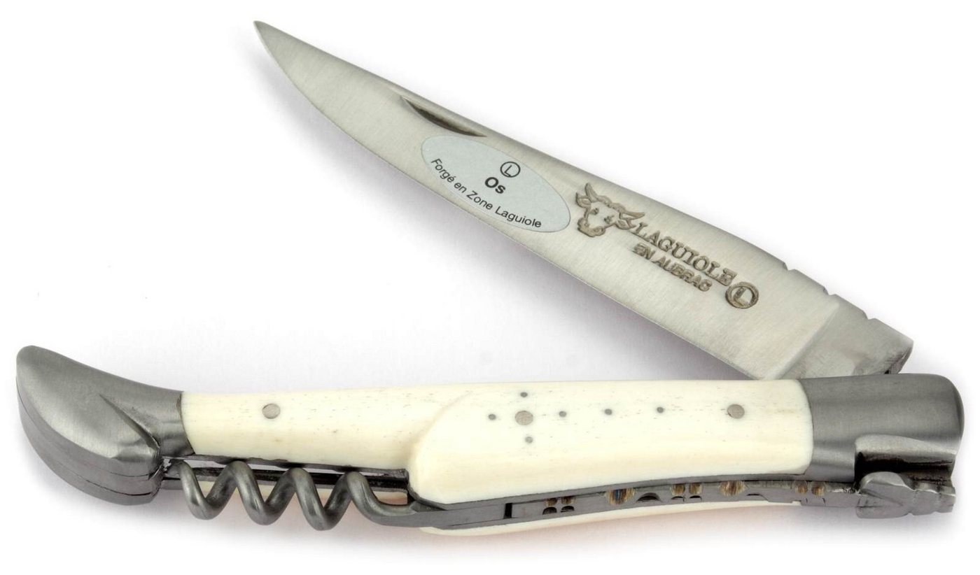 Laguiole en Aubrac Taschenmesser L0312OSIF, 12cm Griff Knochen - Korkenzieher - Klinge Backen Stahl satiniert Laguiole en Aubrac Taschenmesser L0312OSIF, 12cm Griff Knochen - Korkenzieher - Klinge Backen Stahl satiniert von Laguiole en Aubrac