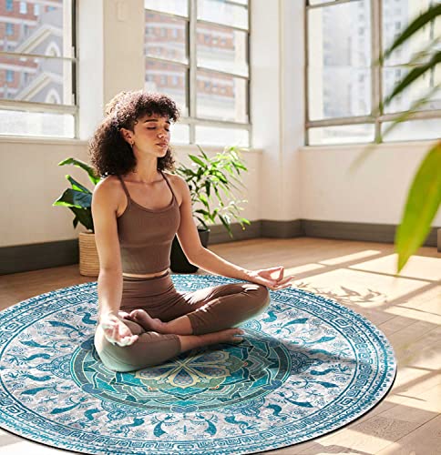 LaiEr Große runde Yogamatte für Übungen, Premium, extra dick, ultrabequem, rutschfest, kreisförmige Meditationsmatte (140 cm x 140 cm x 3,5 mm) von LaiEr