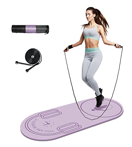 LaiEr Springseilmatte, Fitness-Übungsmatte, Knieschutz, Stoßdämpfung, Springseilmatte, rutschfest, für das Fitnessstudio zu Hause (140 cm x 62 cm x 8 mm) hellviolett von LaiEr