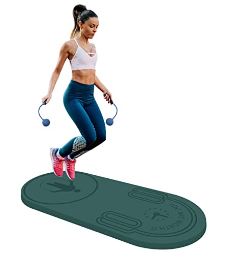 LaiEr Springseilmatte, Knieschutz, Stoßdämpfung, Springseil, Matte, Fitness-Trainingsmatte, rutschfest für Zuhause, Fitnessstudio (Green,140 x 62 x 20 mm) von LaiEr