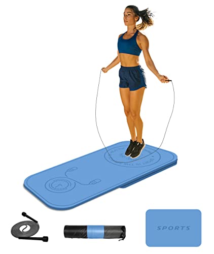 LaiEr Springseilmatten-Set, zwei Stück Knieschutz, Stoßdämpfung, Fitness-Trainingsmatte, rutschfest für Zuhause, Fitnessstudio (140 cm x 62 cm x 8 mm + 61 cm x 41 cm x 8 mm) von LaiEr