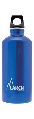 Laken Futura Alu Trinkflasche Schmale Öffnung Schraubdeckel mit Schlaufe 0,6L, Blau von Laken