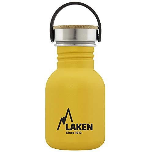 Laken Basic Edelstahlflasche, Trinkflasche Weite Öffnung mit Edelstah Schraubverschluss mit Bambo, BPA frei 0,35L, Gelb Laken Basic Edelstahlflasche, Trinkflasche Weite Öffnung mit Edelstah Schraubverschluss mit Bambo, BPA frei 0,35L, Gelb von Laken