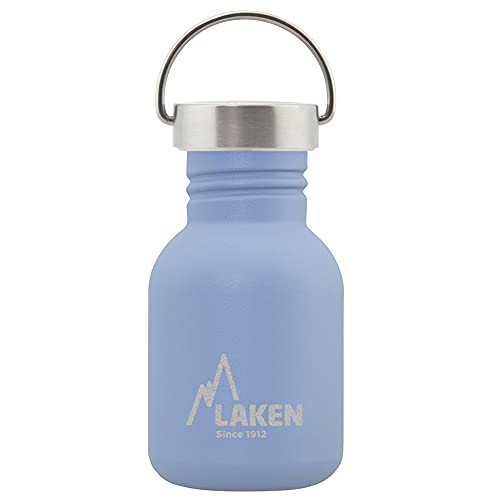 Laken Basic Edelstahlflasche, Trinkflasche Weite Öffnung mit Edelstah Schraubverschluss, BPA frei 0,35L, Blau von Laken