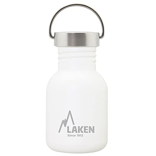 Laken Basic Edelstahlflasche, Trinkflasche Weite Öffnung mit Edelstah Schraubverschluss, BPA frei 0,35L, Weiß von Laken