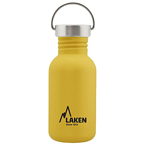 Laken Basic Edelstahlflasche, Trinkflasche Weite Öffnung mit Edelstah Schraubverschluss, BPA frei 0,5L, Gelb von Laken