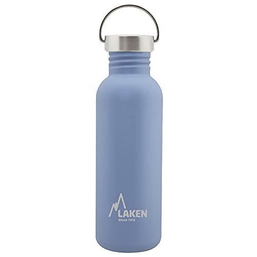 Laken Basic Edelstahlflasche, Trinkflasche Weite Öffnung mit Edelstah Schraubverschluss, BPA frei 0,75L, Blau von Laken