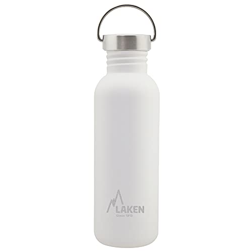 Laken Basic Edelstahlflasche, Trinkflasche Weite Öffnung mit Edelstah Schraubverschluss, BPA frei 0,75L, Weiß von Laken