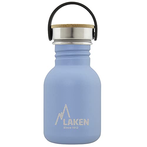 Laken Basic Edelstahlflasche, Trinkflasche Weite Öffnung mit Edelstah Schraubverschluss mit Bambo, BPA frei 0,35L, Blau Laken Basic Edelstahlflasche, Trinkflasche Weite Öffnung mit Edelstah Schraubverschluss mit Bambo, BPA frei 0,35L, Blau von Laken