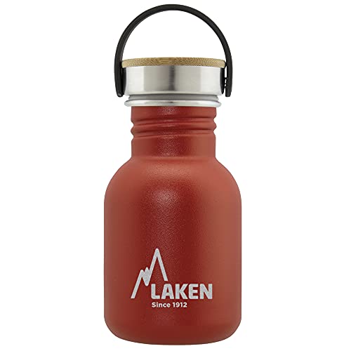 Laken Basic Edelstahlflasche, Trinkflasche Weite Öffnung mit Edelstah Schraubverschluss mit Bambo, BPA frei 0,35L, Rot Laken Basic Edelstahlflasche, Trinkflasche Weite Öffnung mit Edelstah Schraubverschluss mit Bambo, BPA frei 0,35L, Rot von Laken