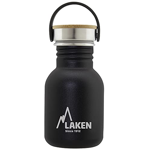 Laken Basic Edelstahlflasche, Trinkflasche Weite Öffnung mit Edelstah Schraubverschluss mit Bambo, BPA frei 0,35L, Schwarz Laken Basic Edelstahlflasche, Trinkflasche Weite Öffnung mit Edelstah Schraubverschluss mit Bambo, BPA frei 0,35L, Schwarz von Laken