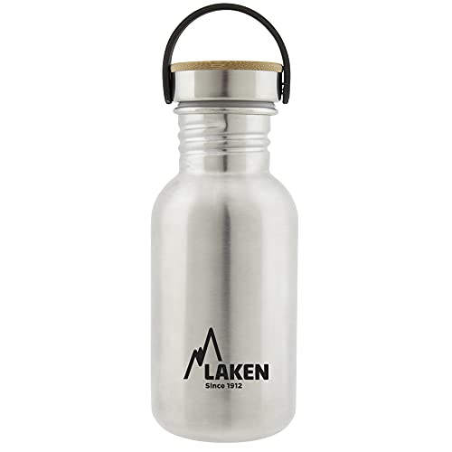 Laken Basic Edelstahlflasche, Trinkflasche Weite Öffnung mit Edelstah Schraubverschluss mit Bambo, BPA frei 0,50L, Silber Laken Basic Edelstahlflasche, Trinkflasche Weite Öffnung mit Edelstah Schraubverschluss mit Bambo, BPA frei 0,50L, Silber von Laken