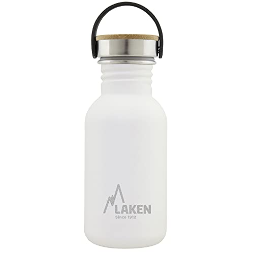 Laken Basic Edelstahlflasche, Trinkflasche Weite Öffnung mit Edelstah Schraubverschluss mit Bambo, BPA frei 0,50L, Weiß Laken Basic Edelstahlflasche, Trinkflasche Weite Öffnung mit Edelstah Schraubverschluss mit Bambo, BPA frei 0,50L, Weiß von Laken