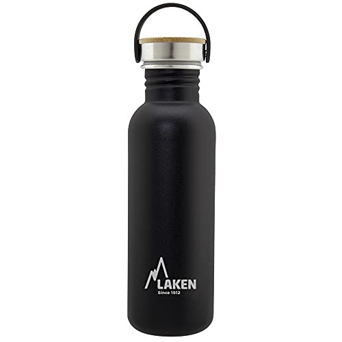 Laken Basic Edelstahlflasche, Trinkflasche Weite Öffnung mit Edelstah Schraubverschluss mit Bambo, BPA frei 0,75L, Schwarz Laken Basic Edelstahlflasche, Trinkflasche Weite Öffnung mit Edelstah Schraubverschluss mit Bambo, BPA frei 0,75L, Schwarz von Laken