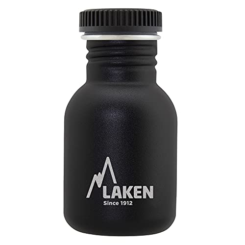 Laken Basic Steel flasche, Edelstahlflasche für Kinder und Erwachsene,Standard Mund und Schraubverschluss, 0,35L Schwarz Laken Basic Steel flasche, Edelstahlflasche für Kinder und Erwachsene,Standard Mund und Schraubverschluss, 0,35L Schwarz von Laken