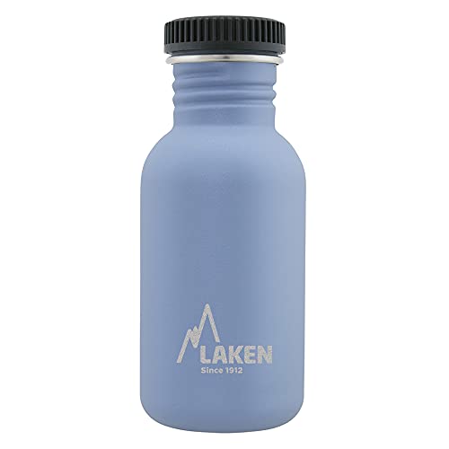 Laken Basic Steel flasche, Edelstahlflasche für Kinder und Erwachsene,Standard Mund und Schraubverschluss, 0,5L Blau von Laken