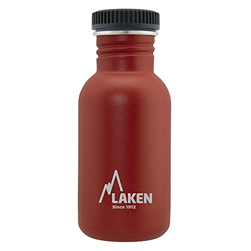 Laken Basic Steel flasche, Edelstahlflasche für Kinder und Erwachsene,Standard Mund und Schraubverschluss, 0,5L Rot von Laken