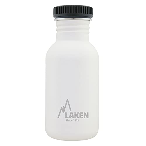 Laken Basic Steel flasche, Edelstahlflasche für Kinder und Erwachsene,Standard Mund und Schraubverschluss, 0,5L Weiß von Laken