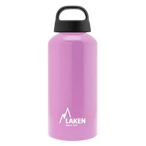 Laken Classic Alu Trinkflasche Weite Öffnung Schraubdeckel mit Schlaufe, BPA frei Aluminiumtrinkflasche, 600ml, Rosa von Laken