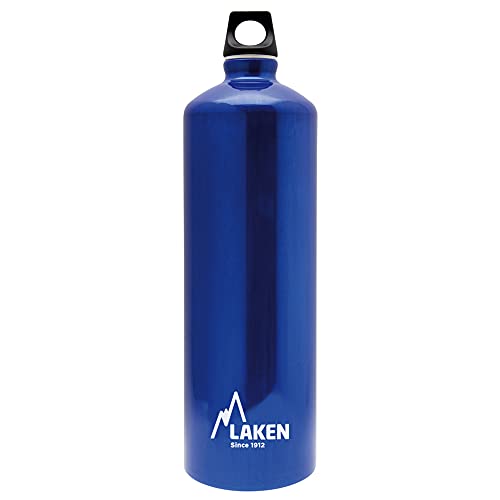 Laken Futura Alu Trinkflasche Schmale Öffnung Schraubdeckel mit Schlaufe 1,5L, Blau von Laken