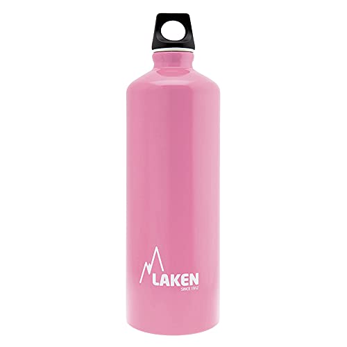 Laken Futura Alu Trinkflasche Schmale Öffnung Schraubdeckel mit Schlaufe 1L, Rosa von Laken