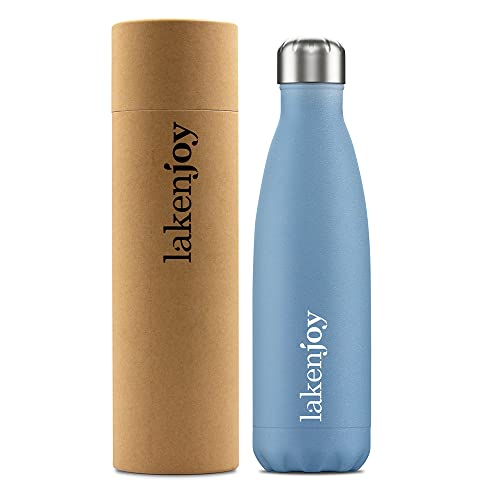 Laken Joy Thermo-Wasserflasche, 18/8 Edelstahl Thermosflasche mit Doppelter Isolierung, Schmale Öffnung, 12 Stunden Wärme und 24 Stunden Kalt, 500 ml, Blau von Laken