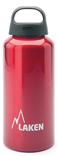 Laken Klassische Aluminium-Wasserflasche, breite Öffnung mit Schraubverschluss und Schlaufe, BPA-frei, hergestellt in Spanien, 590 ml, Rot von Laken