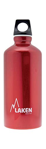Laken Futura Alu Trinkflasche Schmale Öffnung Schraubdeckel mit Schlaufe 0,6L, Rot von Laken
