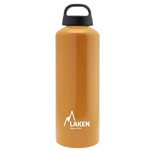 Laken Classic Alu Trinkflasche Weite Öffnung Schraubdeckel mit Schlaufe, BPA frei Aluminiumtrinkflasche, 1L, Orange Laken Classic Alu Trinkflasche Weite Öffnung Schraubdeckel mit Schlaufe, BPA frei Aluminiumtrinkflasche, 1L, Orange von Laken