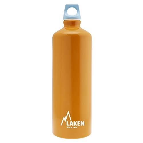 Laken Futura Alu Trinkflasche Schmale Öffnung Schraubdeckel mit Schlaufe 1L, Orange von Laken
