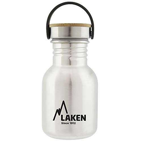 Laken Basic Edelstahlflasche, Trinkflasche Weite Öffnung mit Edelstah Schraubverschluss mit Bambo, BPA frei 0,35L, Silber Laken Basic Edelstahlflasche, Trinkflasche Weite Öffnung mit Edelstah Schraubverschluss mit Bambo, BPA frei 0,35L, Silber von Laken