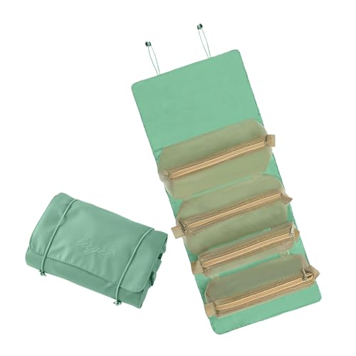 LAKSMI 4-in-1-Kosmetik-Organizer zum Aufhängen, tragbares, abnehmbares, faltbares Netz-Reisetaschen-Set mit mehreren Fächern, ideal für Make-up und Toilettenartikel, Grün von Laksmi