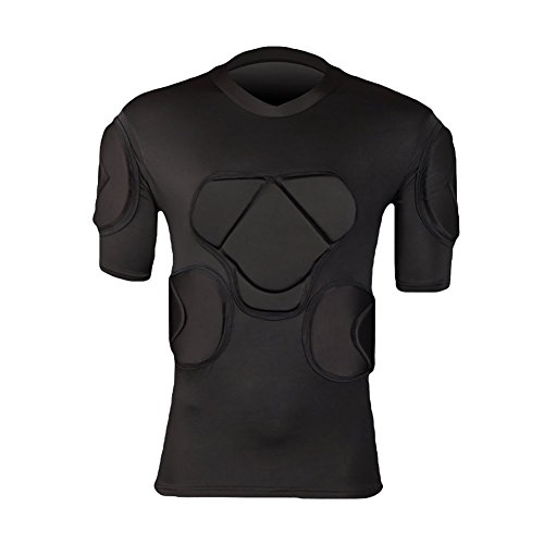 Lalander Protektorenshirt Kurzarm Protektoren Shirt Gepolstert Sportanzug/Schutz Bekleidung für Fußball Basketball Paintball Kampfsport Rugby von Lalander