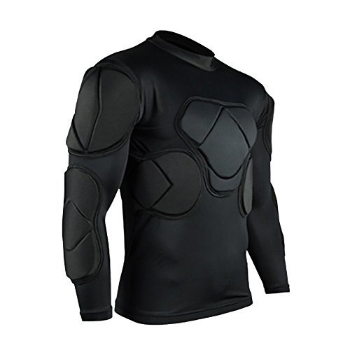 Lalander Protektorenshirt Langarm Protektoren Shirt Gepolstert Sportanzug/Schutz Bekleidung für Fußball Basketball Paintball Kampfsport Rugby von Lalander