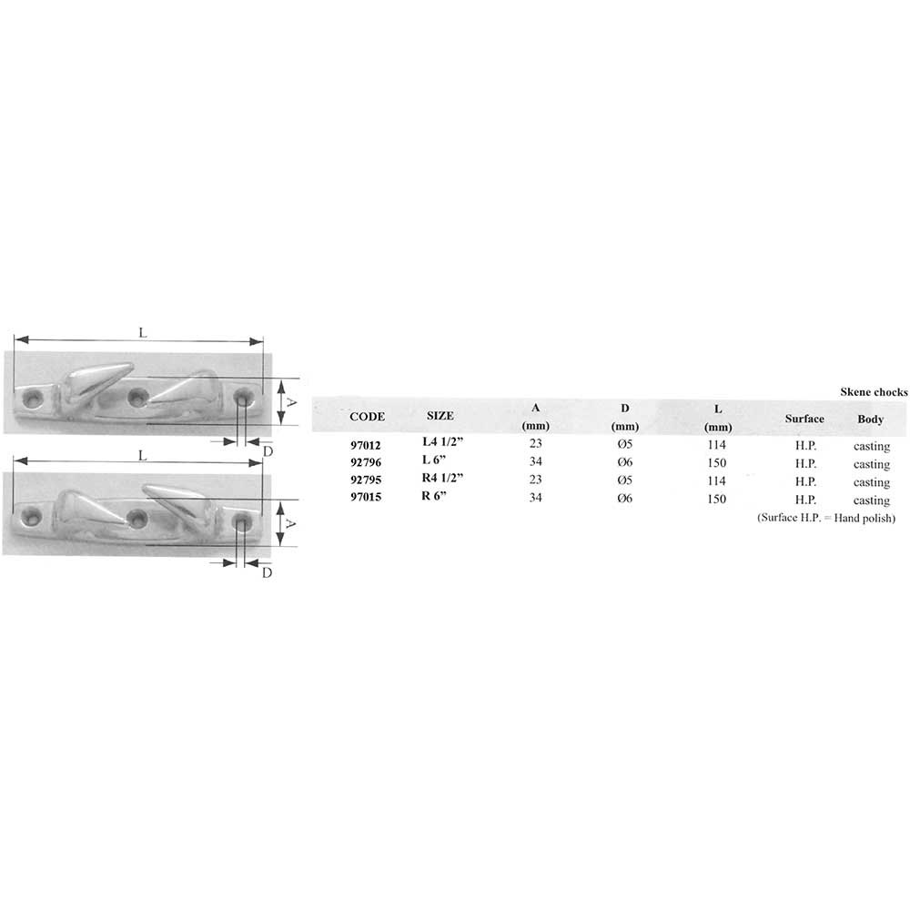 Lalizas Skene Inox 316 Left Chocks Durchsichtig 6 mm von Lalizas