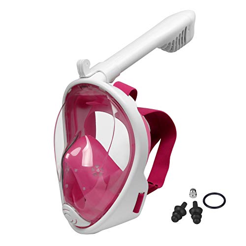 Lamker Schnorchelmaske Tauchmaske Vollmaske Kinder XS Pink 180° Sichtfeld Vollgesichtsmske Tauchermaske Anti-Fog Anti-Leck Müheloses Atmen Schnorchel Maske für Kids Schwimmen Schnorcheln Tauchen von Lamker