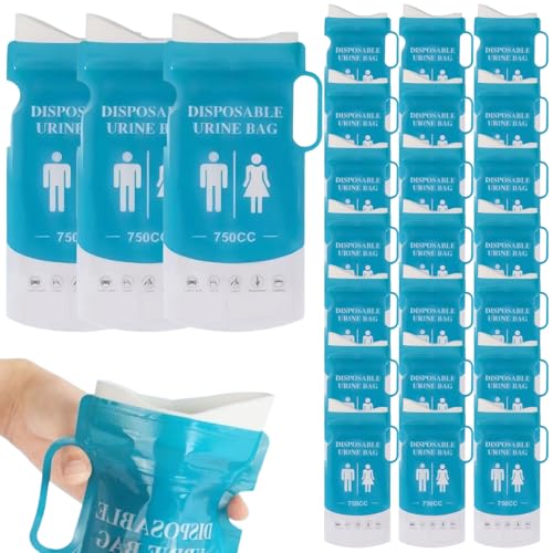 Lamppdcor 24 pcs Einweg -Urin -Taschen 750 ml Notfall -tragbares Urinal für Männer Frauen leckere Pee -Taschen für Roadtrips Camping -Wanderpasshaufen Patienten Kinder Kinder Kinder von Lamppdcor