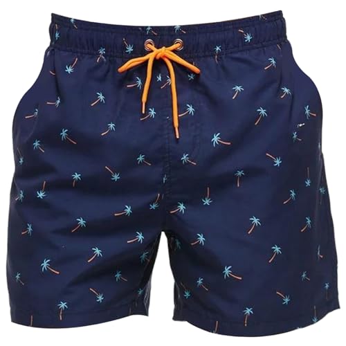 Strandshorts für Männer mit Taschen Palmbaummuster Sommershorts für Männer mit lockerer durchschnittlicher durchschnittlicher Größe Herren Schwimmstämme Einfach passendes blaues Strandbekleidung von Lamppdcor