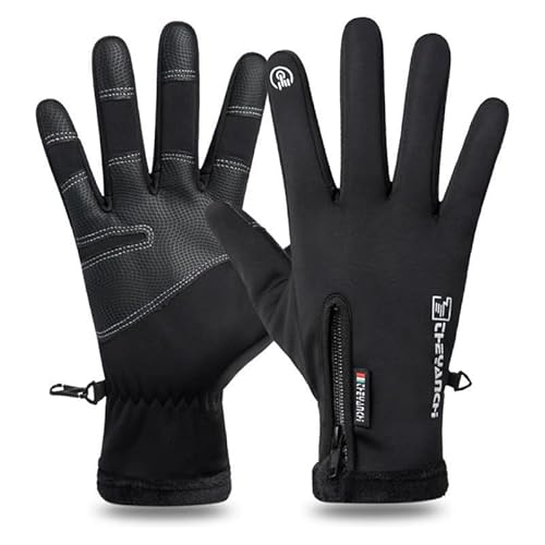 LanGuan Winter Warm Wasserdicht Winddicht Thermohandschuhe Touchscreen Handschuhe Anti-Rutsch für Radfahren Skifahren Commting Outdoor Sport Männer oder Frauen (Q9063Black, M) von LanGuan