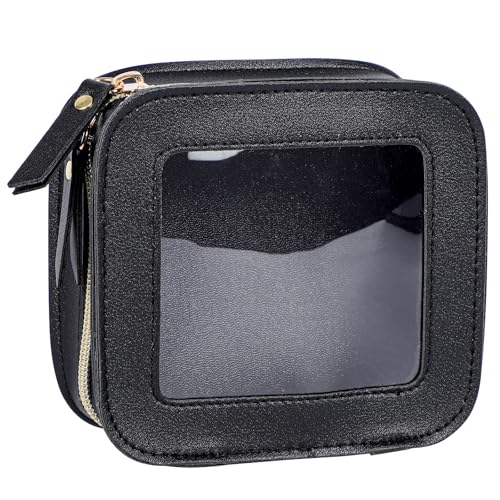 Mini-Make-up-Tasche, transparent, klein, wasserdicht, Kosmetiktasche mit doppelten Reißverschlüssen, für Reisen, Kulturbeutel, Einzelnes transparentes Fenster, schwarz, Transparente Make-up-Tasche Mini-Make-up-Tasche, transparent, klein, wasserdicht, Kosmetiktasche mit doppelten Reißverschlüssen, für Reisen, Kulturbeutel, Einzelnes transparentes Fenster, schwarz, Transparente Make-up-Tasche von Lancry