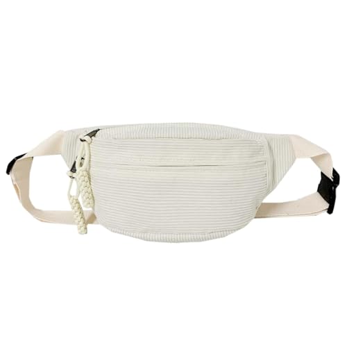 Landrain Weiß Bauchtasche Damen Cord, Cord Bauchtasche Damen mit Schultergurt Einstellbar Stilvolle Landrain Weiß Bauchtasche Damen Cord, Cord Bauchtasche Damen mit Schultergurt Einstellbar Stilvolle von Landrain