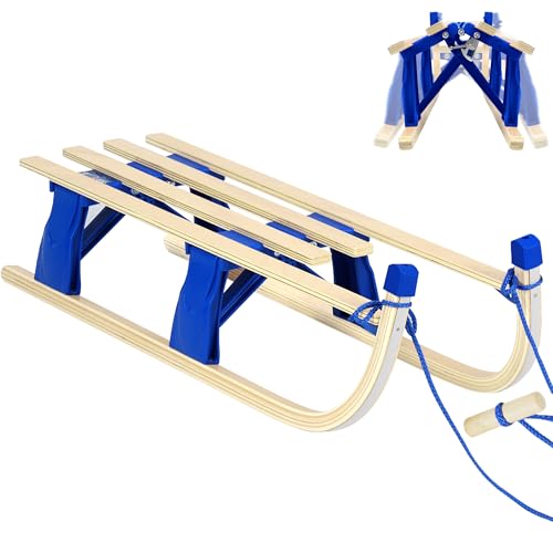 Laneetal Davoser Schlitten faltbar, Holzschlitten 110 cm, Kinderschlitten Rodelschlitten mit Zugseil, aus Buchenholz, für Kinder/Erwachsene, Blau Laneetal Davoser Schlitten faltbar, Holzschlitten 110 cm, Kinderschlitten Rodelschlitten mit Zugseil, aus Buchenholz, für Kinder/Erwachsene, Blau von Laneetal