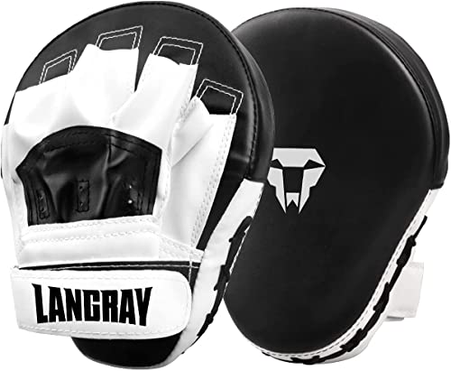 LangRay Handpratzen Kampfsport Boxen, 1 Paar Boxpratzen aus Kunstleder Kickboxen Pratzen für Kinder und Erwachsene MMA Muay Thai Karate von LangRay