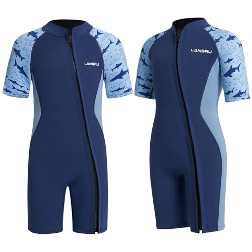 Lansru Kinder Neoprenanzug für 1-10 Jahre Jungen und Mädchen, SCR-Neopren 2mm Kurzer, sichereres Material, UV-Schutz, Frontreißverschluss für Schwimmunterricht, warmhalten in kaltem Wasser Lansru Kinder Neoprenanzug für 1-10 Jahre Jungen und Mädchen, SCR-Neopren 2mm Kurzer, sichereres Material, UV-Schutz, Frontreißverschluss für Schwimmunterricht, warmhalten in kaltem Wasser von Lansru