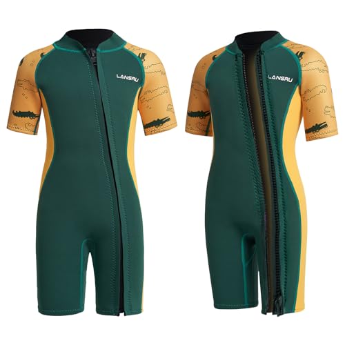 Lansru Neoprenanzug Kinder - 2,0 mm Kurz Neopren für Jungen, Pionierweiser Durchgehender Reißverschluss, UV-Schutz, Thermal Wetsuit für Surfen,Schwimmen und Tauchen Lansru Neoprenanzug Kinder - 2,0 mm Kurz Neopren für Jungen, Pionierweiser Durchgehender Reißverschluss, UV-Schutz, Thermal Wetsuit für Surfen,Schwimmen und Tauchen von Lansru