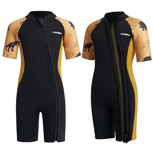 Lansru Neoprenanzug Kinder - 2,0 mm Kurz Neopren für Jungen, Pionierweiser Durchgehender Reißverschluss, UV-Schutz, Thermal Wetsuit für Surfen,Schwimmen und Tauchen Lansru Neoprenanzug Kinder - 2,0 mm Kurz Neopren für Jungen, Pionierweiser Durchgehender Reißverschluss, UV-Schutz, Thermal Wetsuit für Surfen,Schwimmen und Tauchen von Lansru