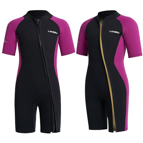 Lansru Neoprenanzug Kinder - 2,0 mm Kurz Neopren für Jungen, Pionierweiser Durchgehender Reißverschluss, UV-Schutz, Thermal Wetsuit für Surfen,Schwimmen und Tauchen Lansru Neoprenanzug Kinder - 2,0 mm Kurz Neopren für Jungen, Pionierweiser Durchgehender Reißverschluss, UV-Schutz, Thermal Wetsuit für Surfen,Schwimmen und Tauchen von Lansru